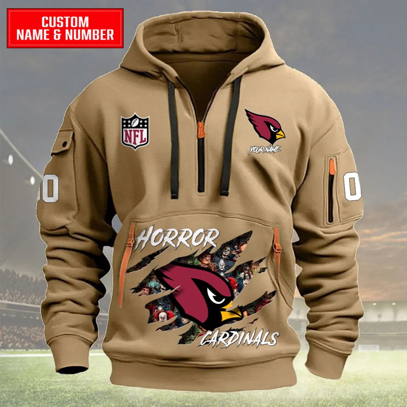 Arizona Cardinals Quarter Zip Hoodie - Khaki
