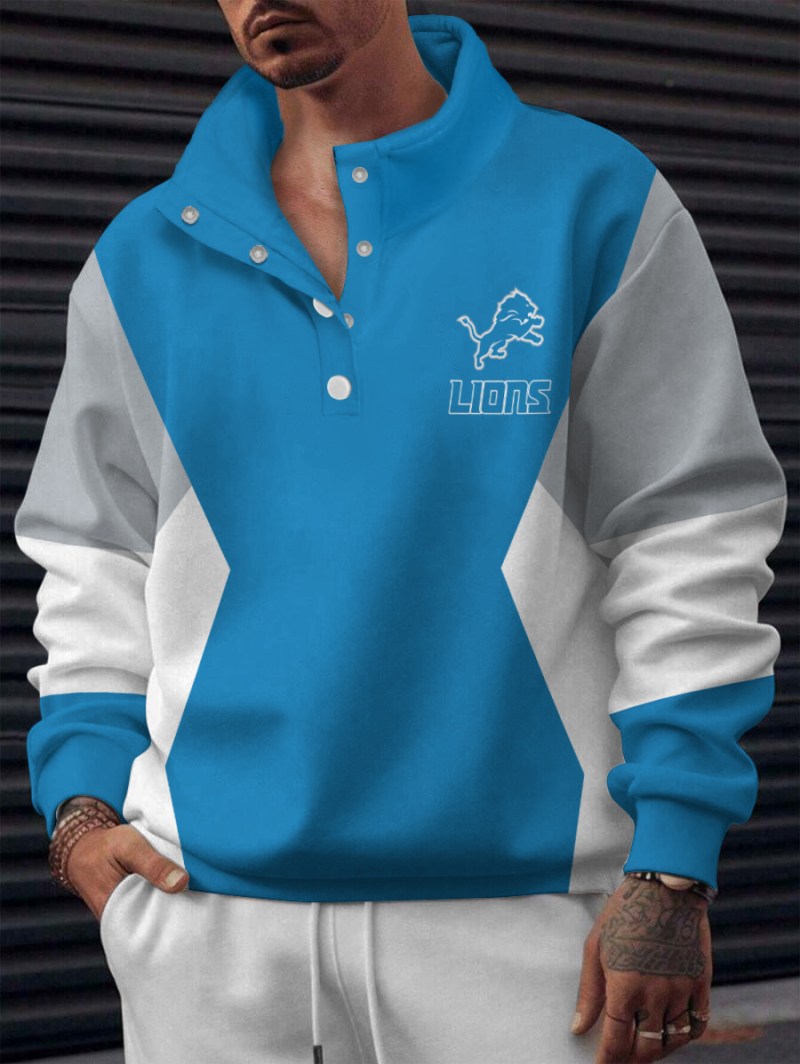 Detroit Lions Casual Colorful Stand Collar Sweatshirt
