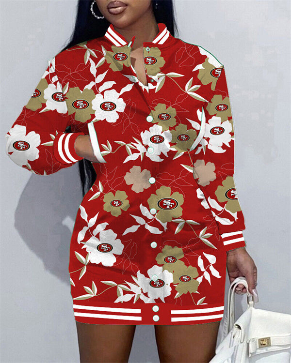 San Francisco 49ers Women Button Down Jacket Dress