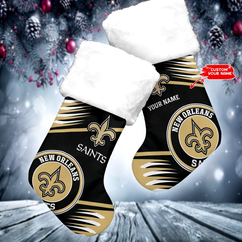 New Orleans Saints Personalized Christmas Socks - Side View