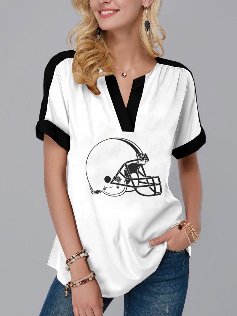 Cleveland Browns Fashion Short Sleeve V-Neck Shirt