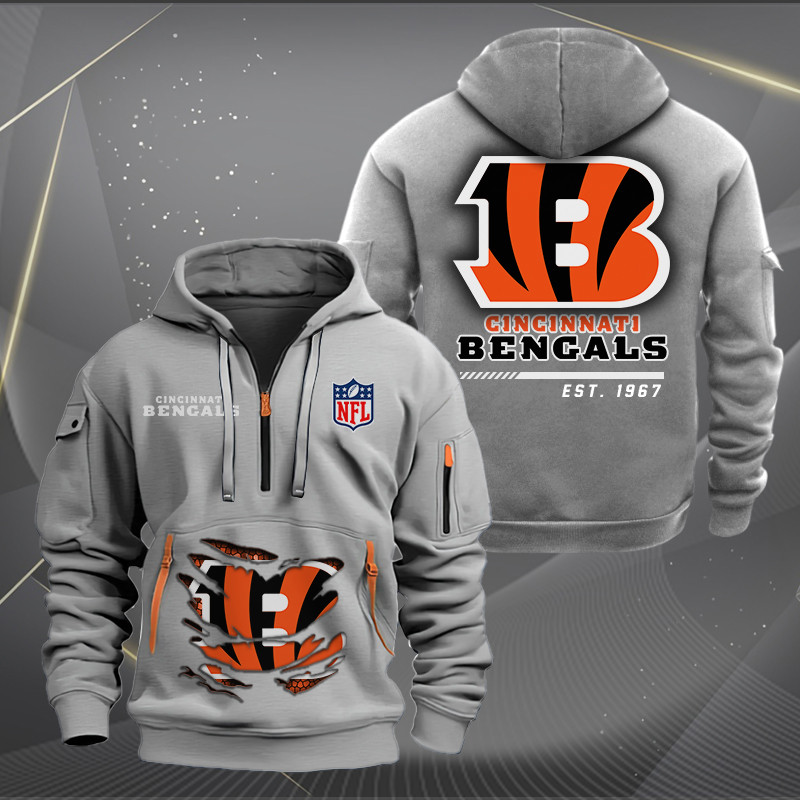 Cincinnati Bengals Quarter Zip Hoodie - Side View