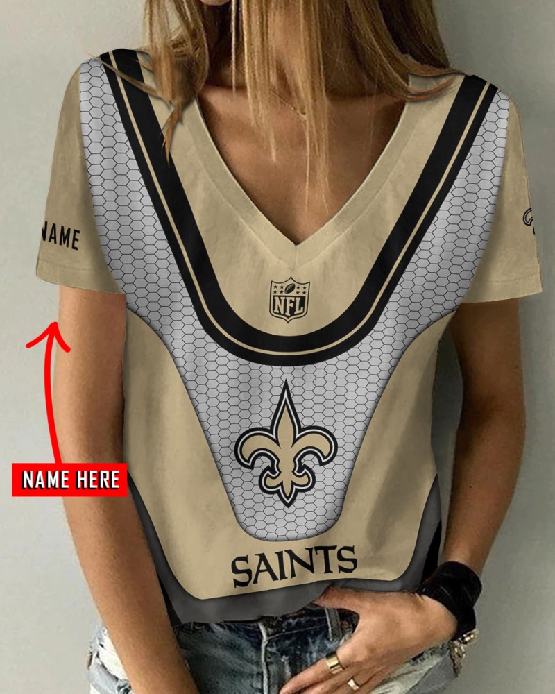 New Orleans Saints Personalized V-neck T-shirt