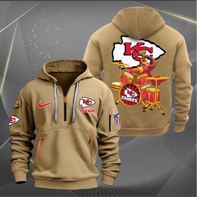 Kansas City Chiefs Premium Personalized Quarter Zip Hoodie