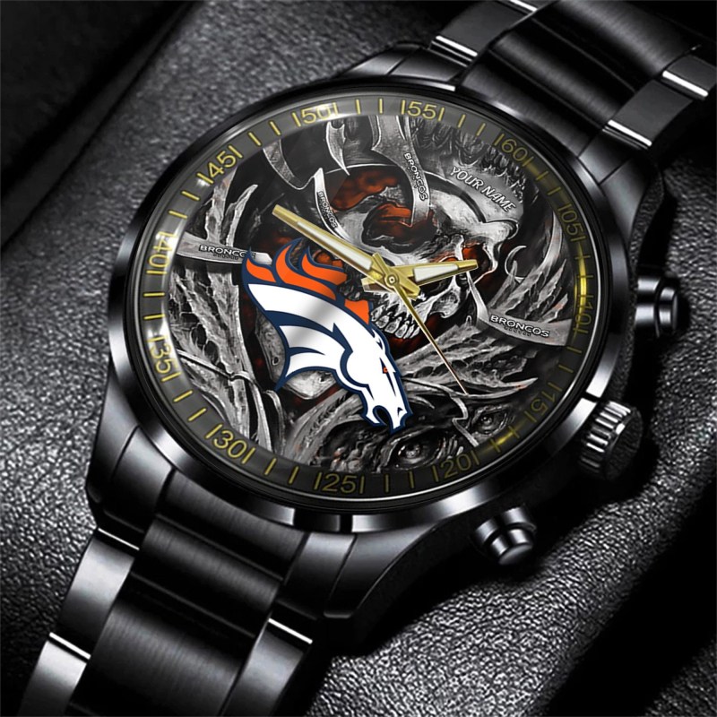 Denver Broncos Black Fashion Watch - Gifts for Sports Fans