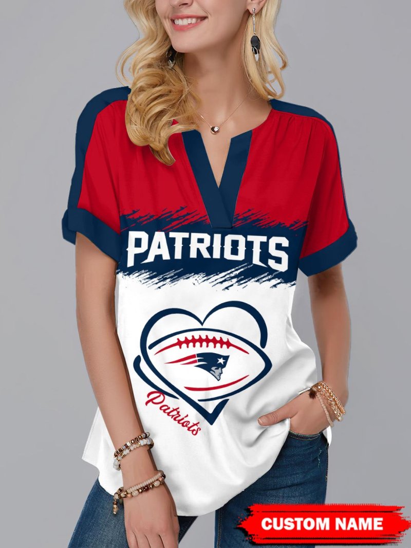 New England Patriots Short Sleeve V-Neck Shirt