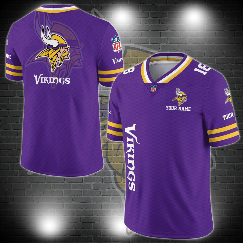 Minnesota Vikings Personalized V-neck Football Jersey