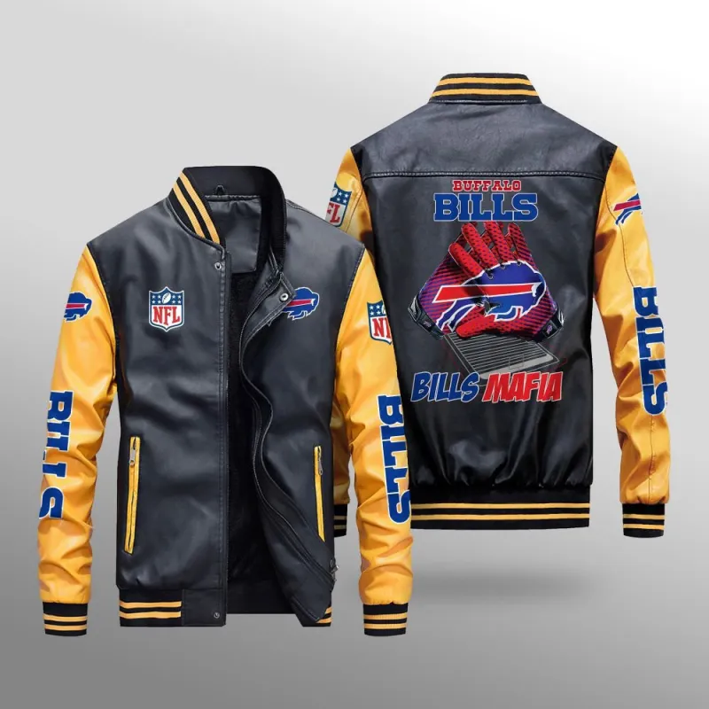 Buffalo Bills Leather Bomber Jacket Back View