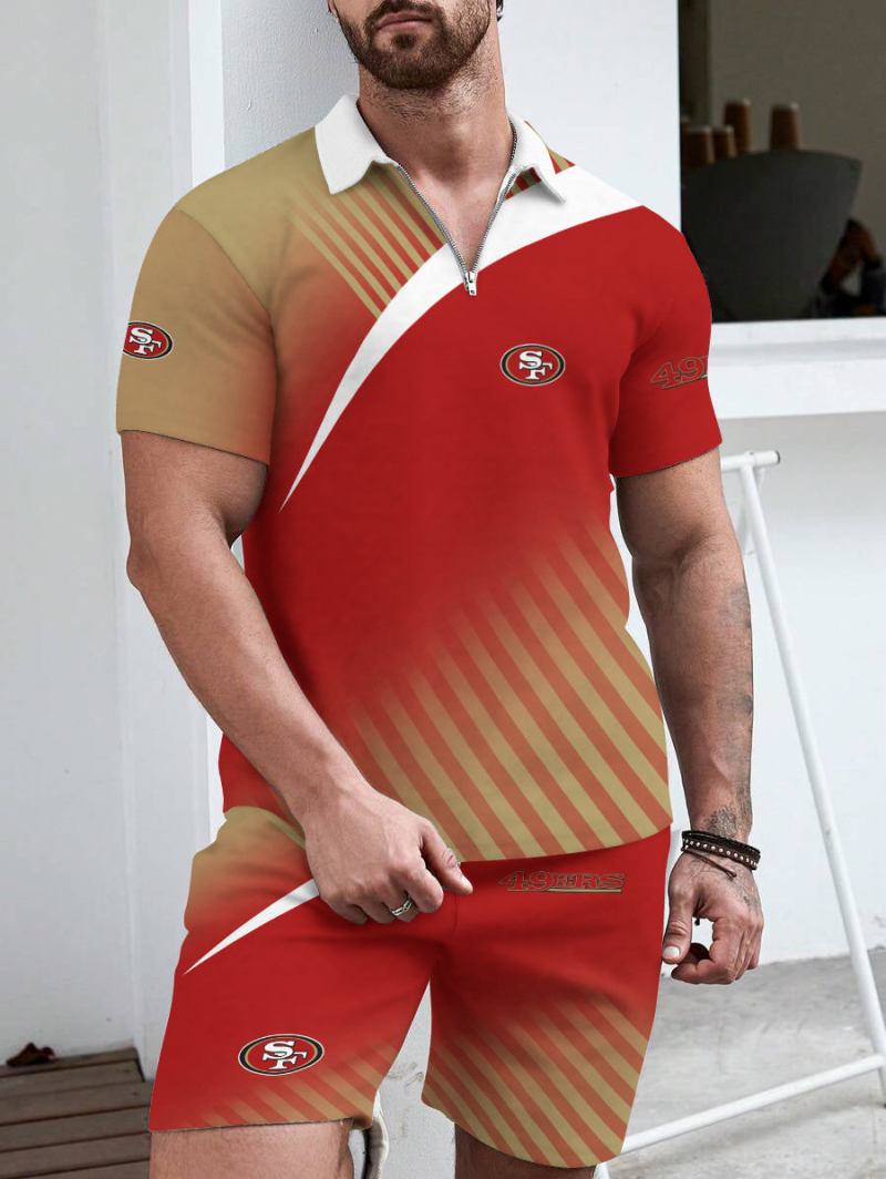 San Francisco 49ers Limited Edition ZIP Polo Shirt And Shorts Two-Piece Suit