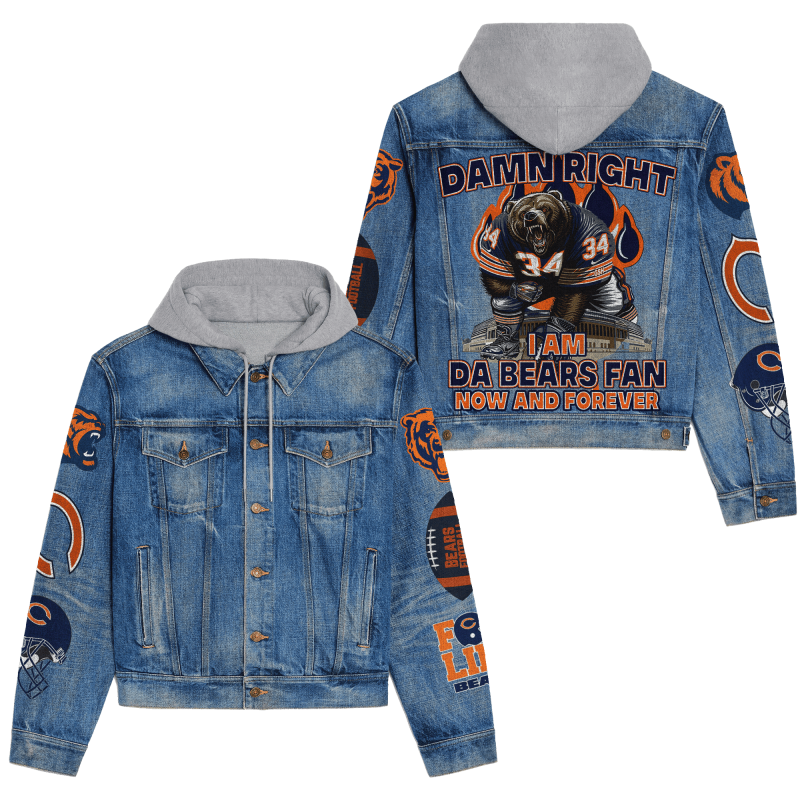 Chicago Bears Premium Hooded Denim Jacket