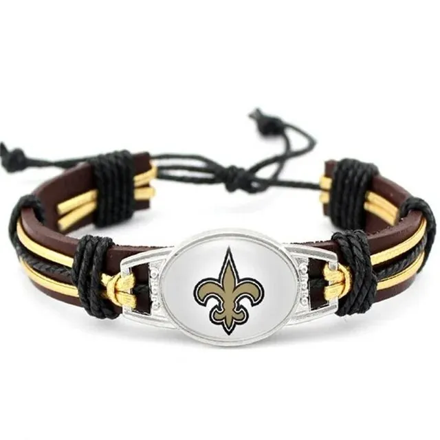 New Orleans Saints Leather Bracelet
