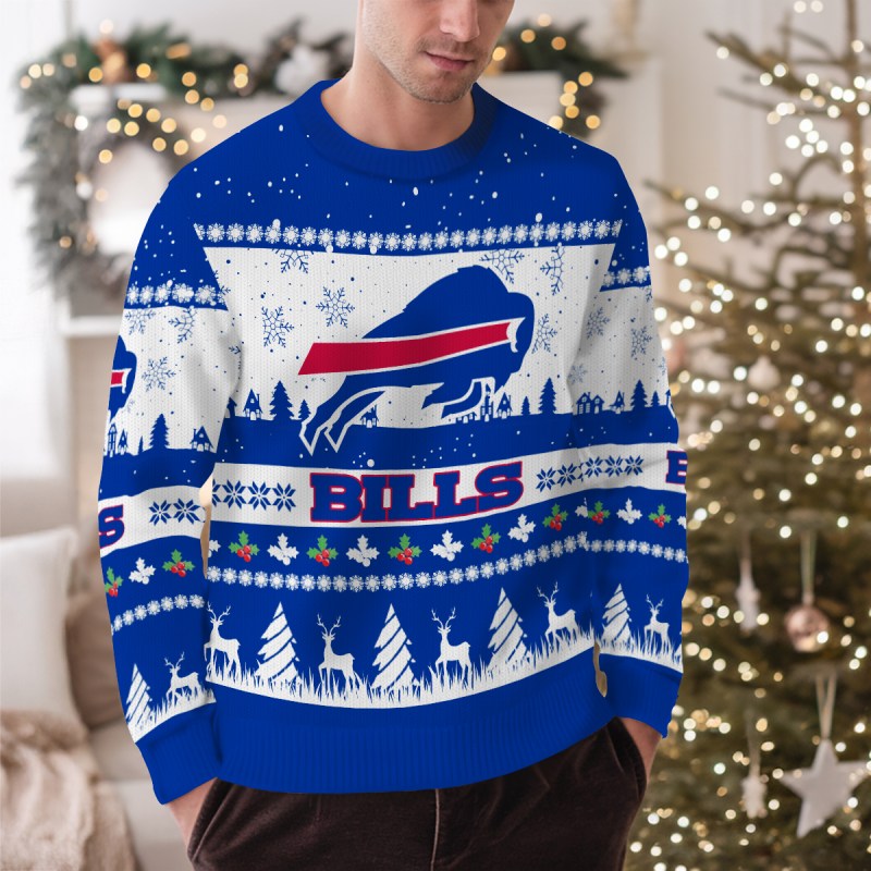 Buffalo Bills Ugly Christmas Sweater Outdoor Angle 1