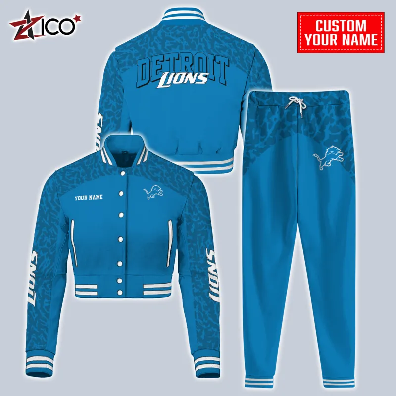 Detroit Lions Combo Crop Varsity Jacket and Sweatpants - Image 2