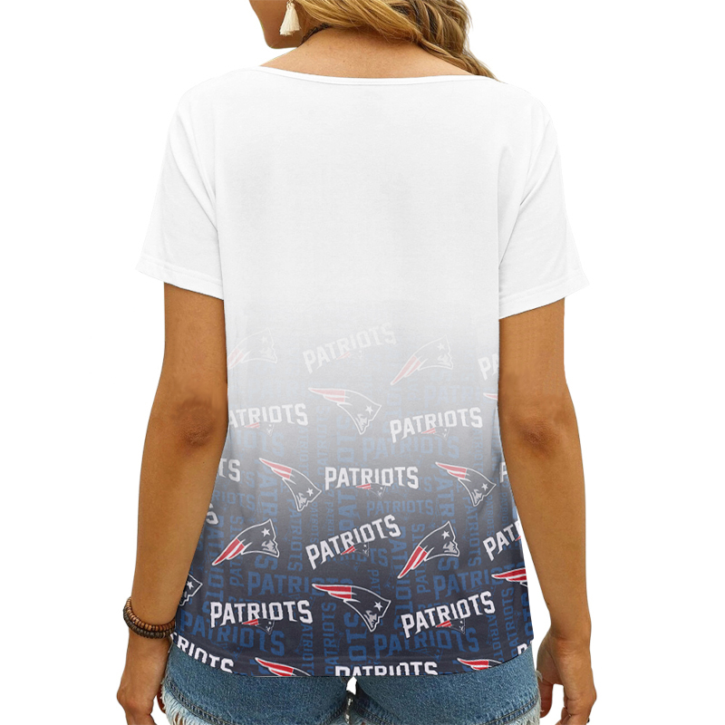 New England Patriots Personalized V-neck Women T-shirt - Image 3