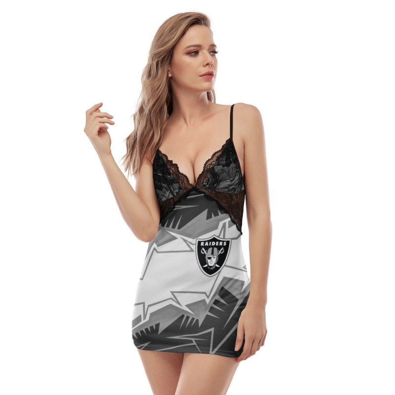 Las Vegas Raiders Halloween Lace Back Strap Slip Dress Image 5