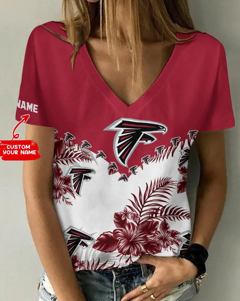 Atlanta Falcons Personalized V-Neck Women's T-Shirt