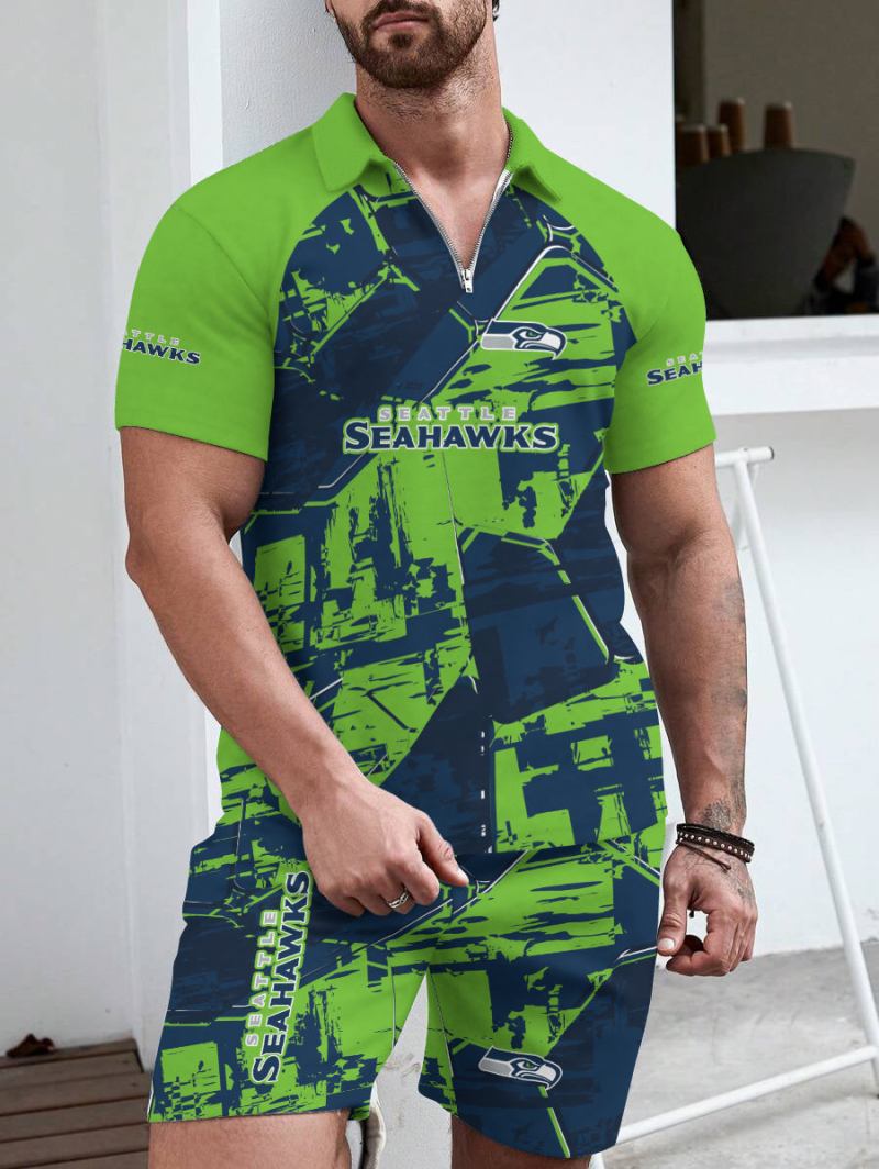 Seattle Seahawks Limited Edition ZIP Polo Shirt And Shorts Two-Piece Suit