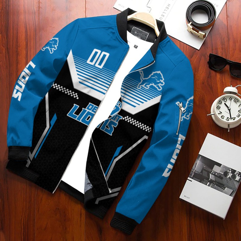 Detroit Lions Personalized Bomber Jacket Side