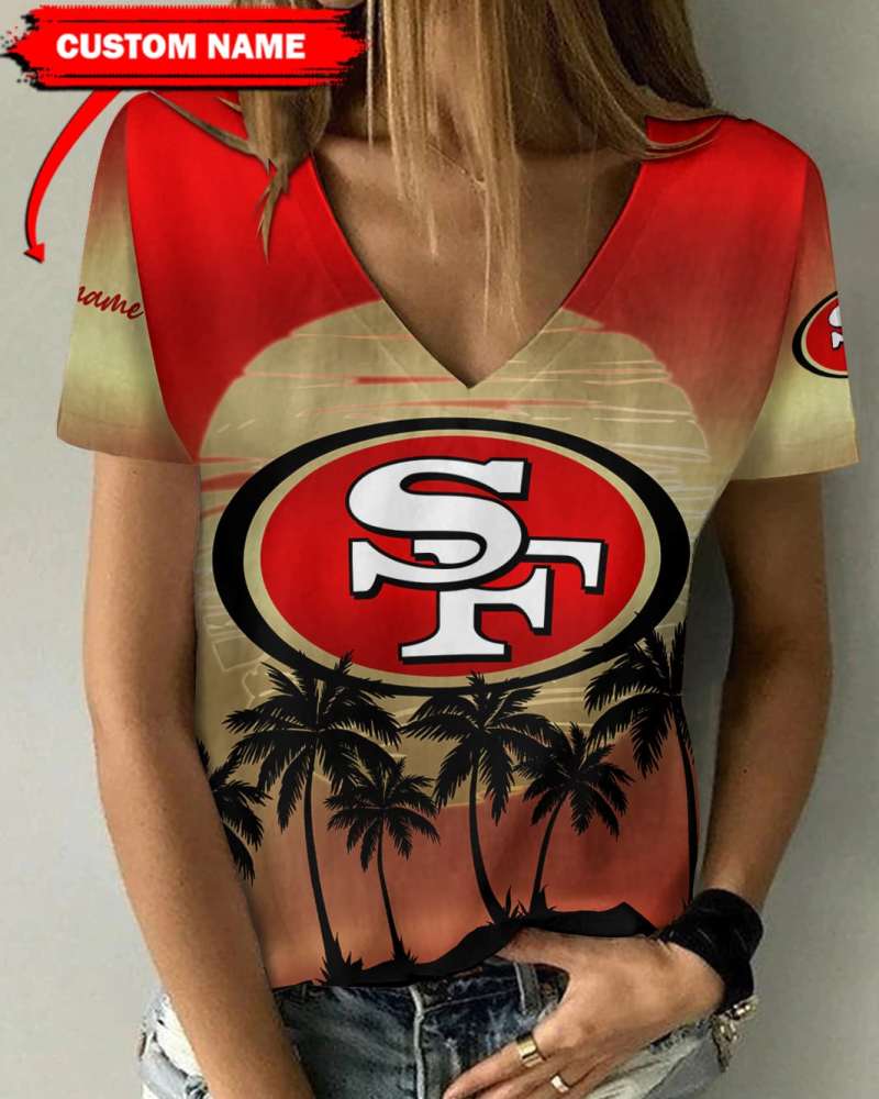 San Francisco 49ers Personalized V-neck Women T-shirt