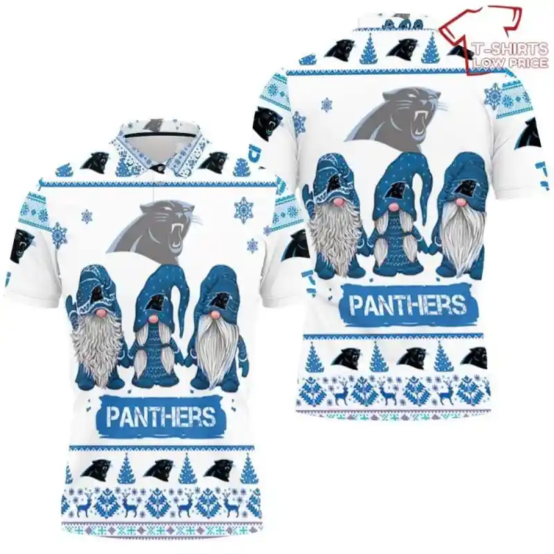 Christmas Gnomes Carolina Panthers Ugly Sweatshirt Christmas 3D Polo Shirt