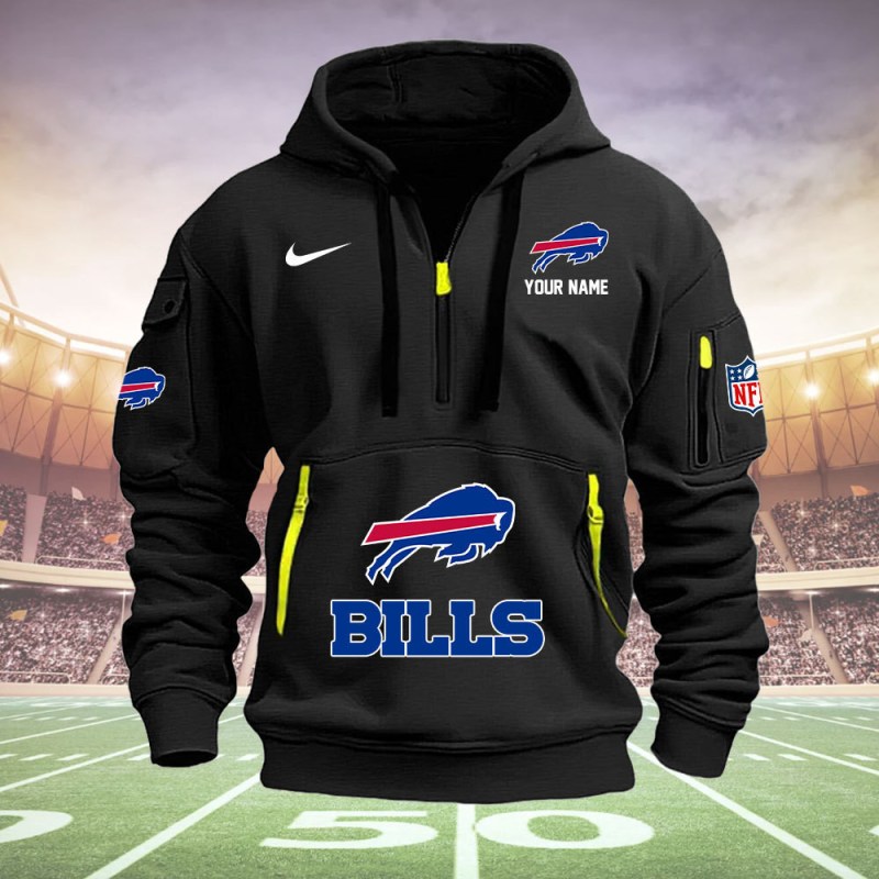 Buffalo Bills New Personalized Quarter Zip Hoodie - Image 1
