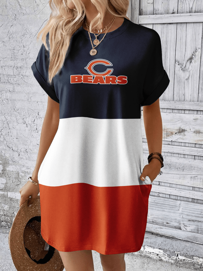 Chicago Bears Women Hidden Pocket Batwing Casual Dress