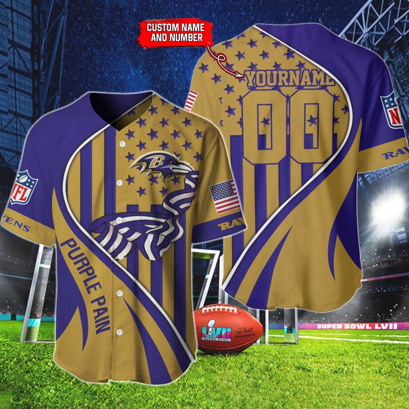 Baltimore Ravens Personalized Baseball Jersey