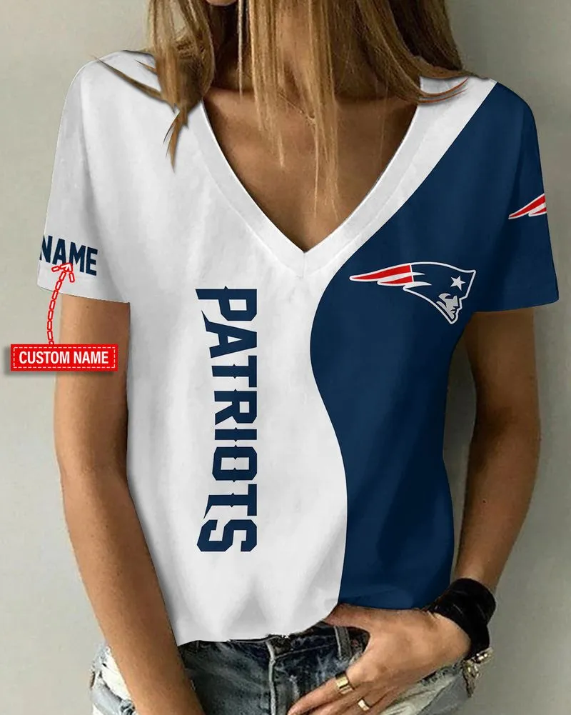 New England Patriots Personalized V-neck T-shirt