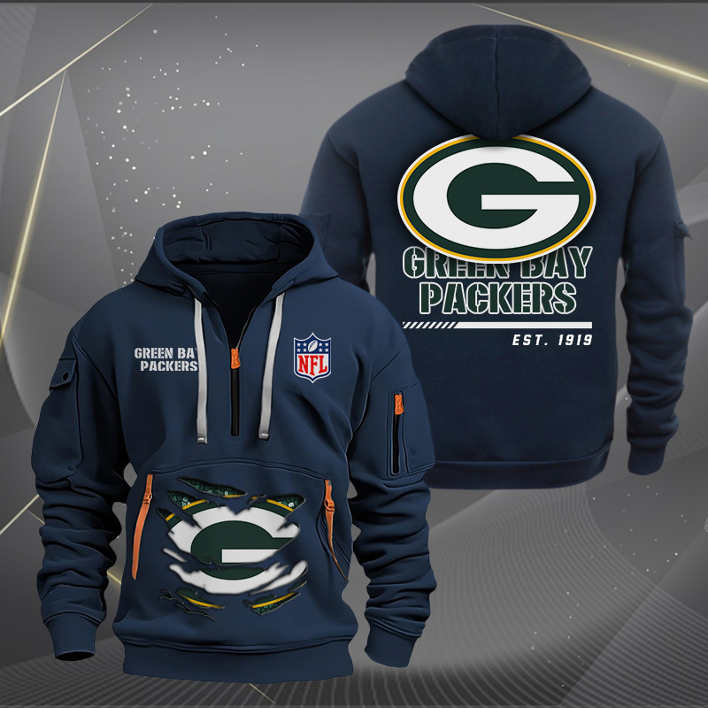 Green Bay Packers New Personalized Quarter Zip Hoodie