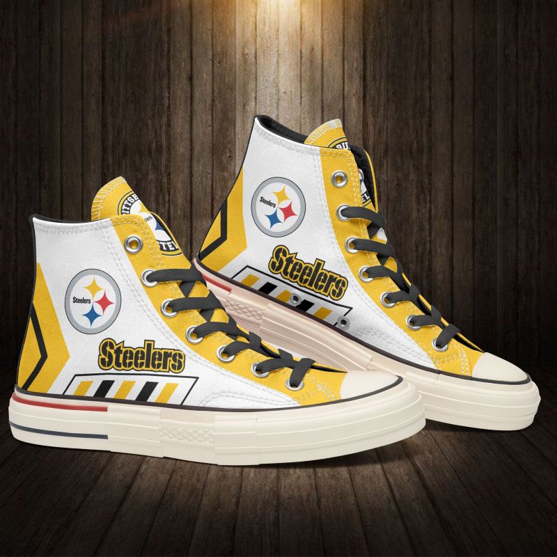 Pittsburgh Steelers New High Top Canvas Shoes Back View