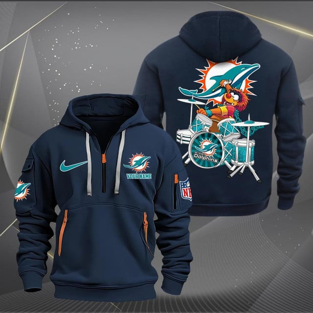 Miami Dolphins Quarter Zip Hoodie Side View