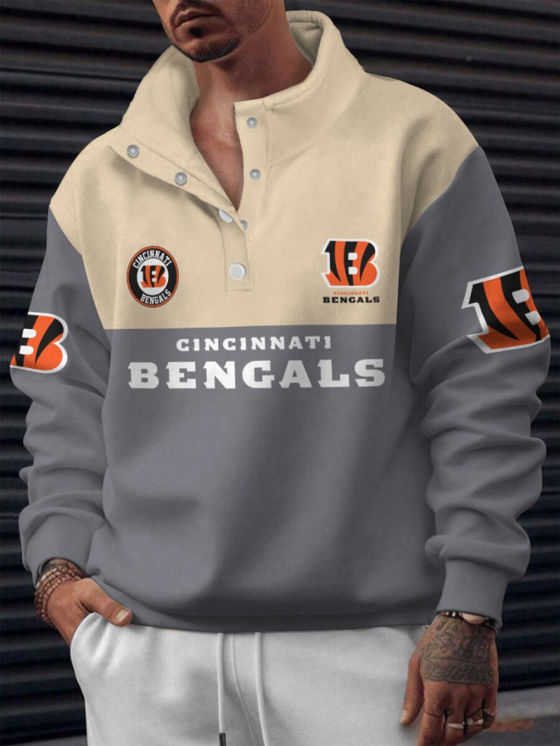 Cincinnati Bengals Casual Colorful Stand Collar Sweatshirt
