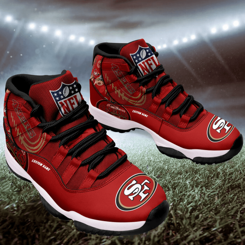 San Francisco 49ers Personalized AJD11 Sneakers - Side View