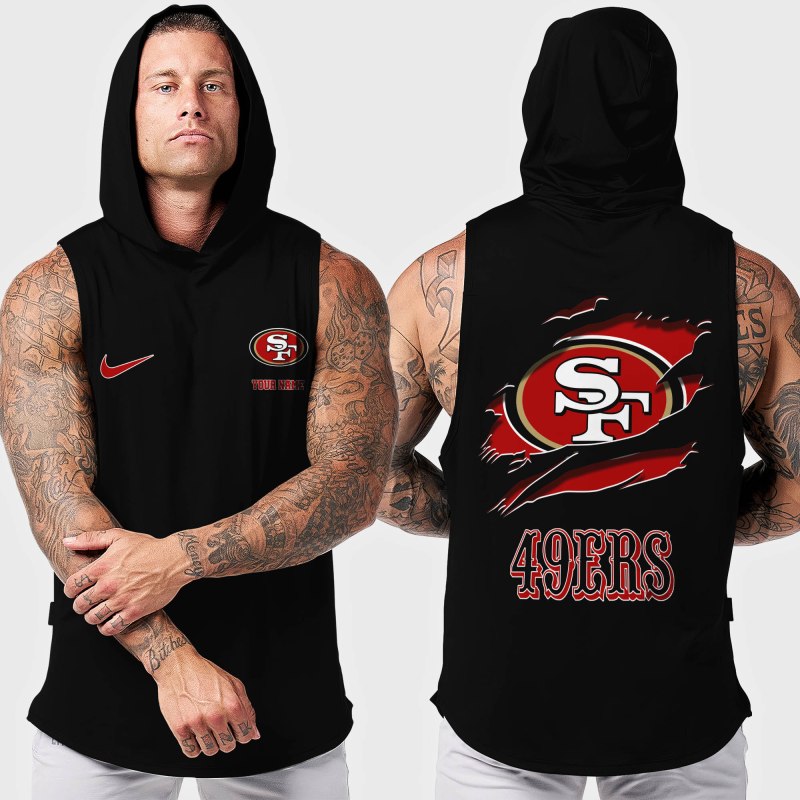 San Francisco 49ers Men's Hooded Tank Top - Customizable