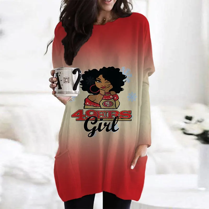 San Francisco 49ers Casual Long Sleeve Pocket Dress