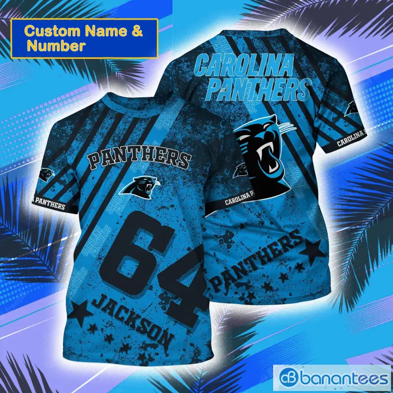 Carolina Panthers NFL Custom Name And Number All Over Print 3D T-Shirt