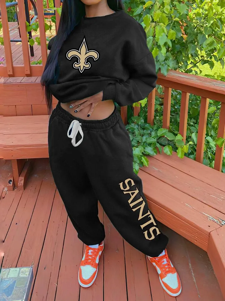 New Orleans Saints Drop Shoulder Sweatshirt and Sweatpants
