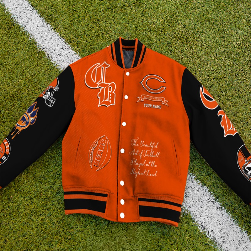 Chicago Bears Unisex Exclusive Styles Varsity Jacket AZTAVJK000036 7 Chicago Bears Varsity Jacket - Details