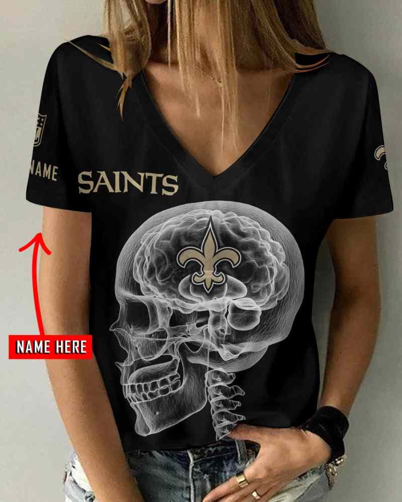 New Orleans Saints Personalized V-neck Women T-shirt
