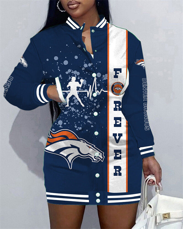 Denver Broncos Women Button Down Jacket Dress