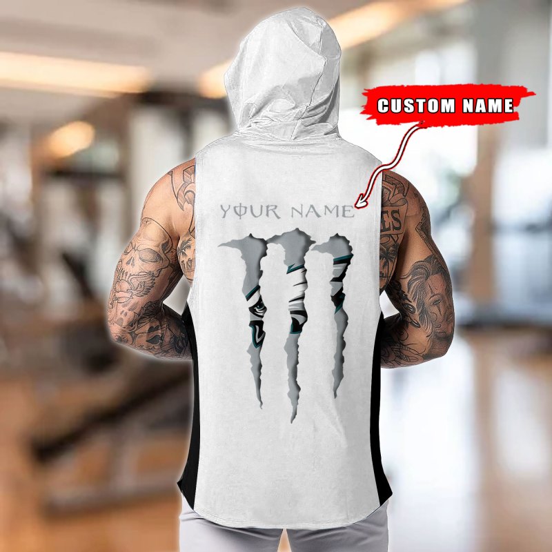 Philadelphia Eagles Personalized Men Workout Hooded Tank Top Image 9