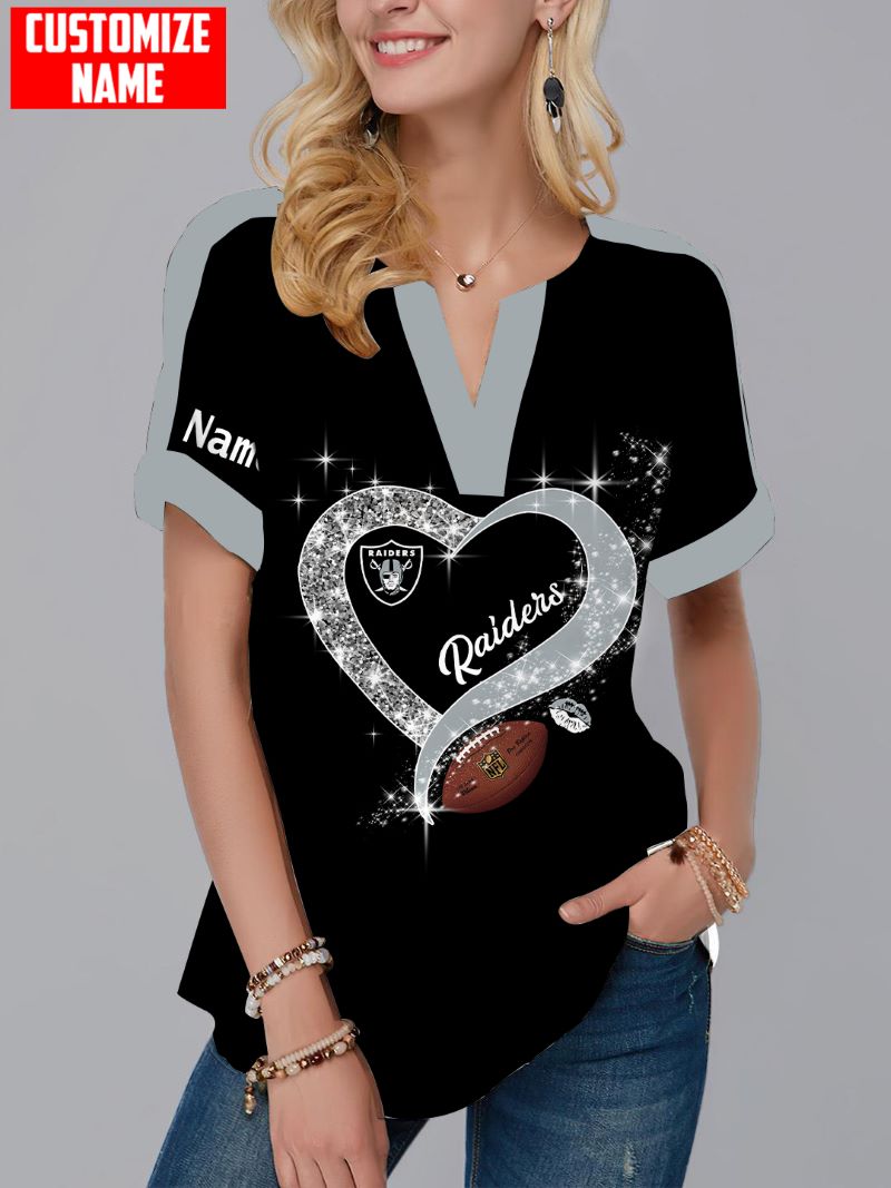 Personalized Las Vegas Raiders Short Sleeve V-Neck Shirt