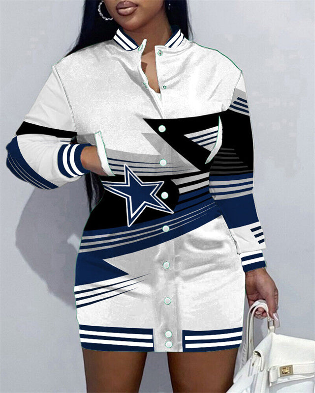 Dallas Cowboys Women Button Down Jacket Dress