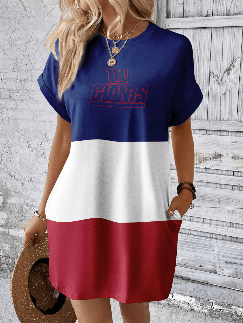 New York Giants Women's Hidden Pocket Batwing Casual Dress