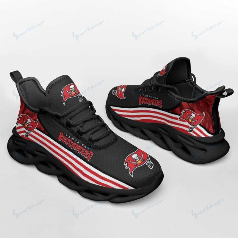 Side view of Tampa Bay Buccaneers Yezy Running Sneakers
