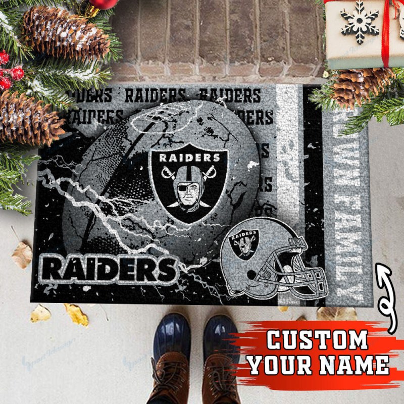 Las Vegas Raiders Personalized Doormat - Side View