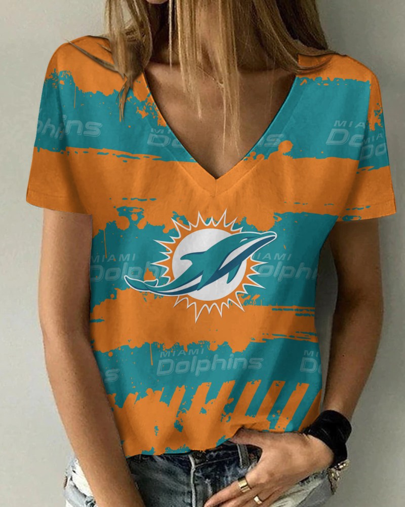 Miami Dolphins V-neck T-shirt Size Chart
