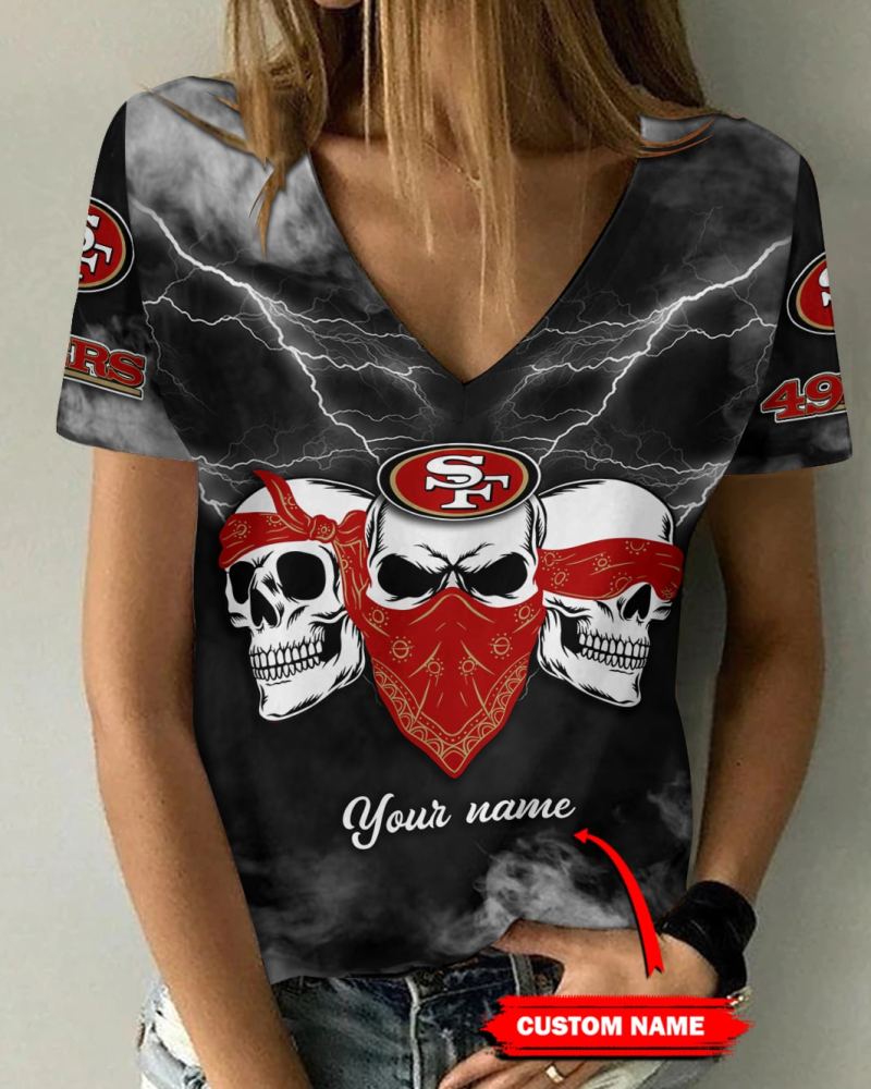 San Francisco 49ers Personalized V-neck Women T-shirt