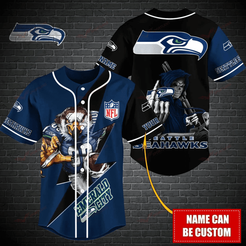 Seattle Seahawks Personalized Baseball Jersey
