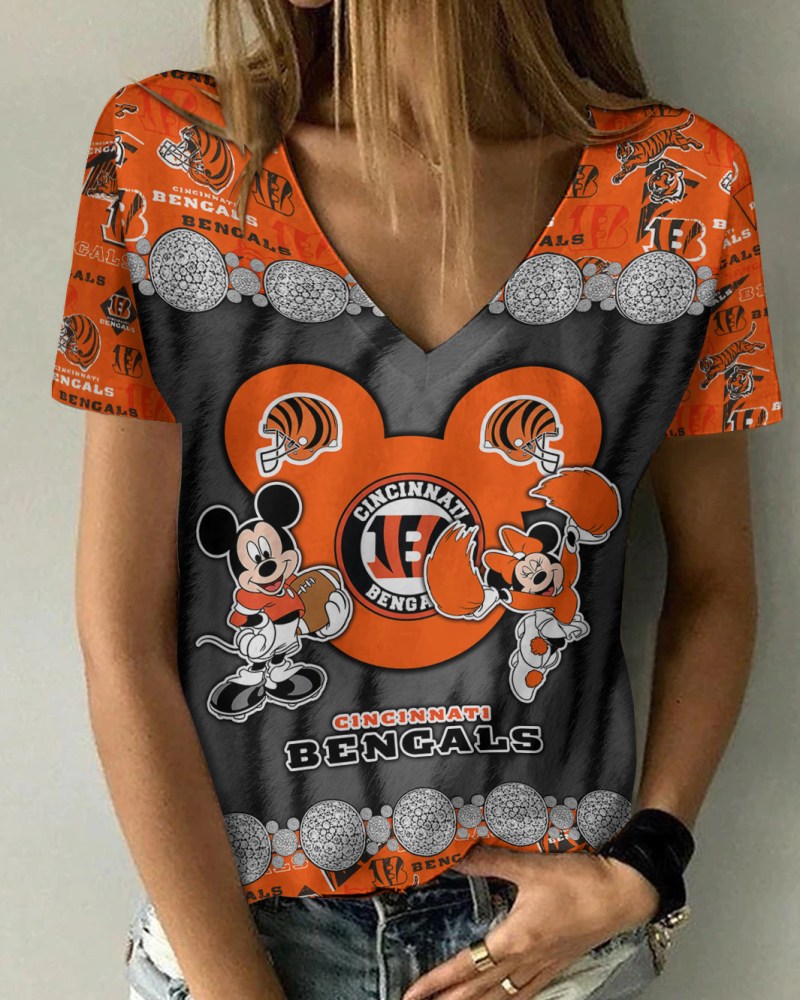 Cincinnati Bengals Summer V-Neck Women's T-Shirt Size Chart